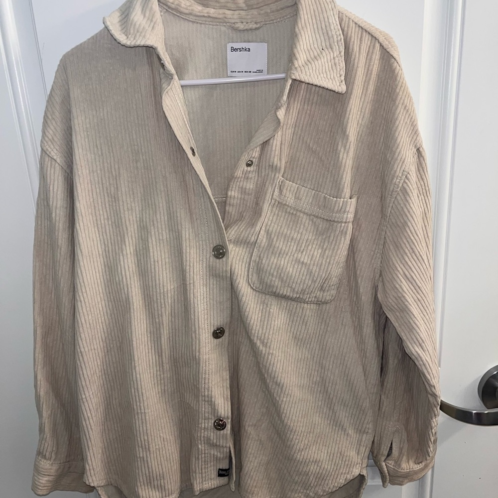 Bershka Cream Corduroy Shirt